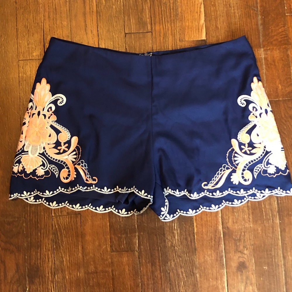 Francesca’s Alya Navy embroidered shorts